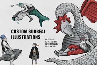 draw custom surreal illustrations for you
