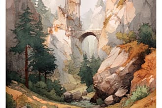 draw a watercolor landscape illustration