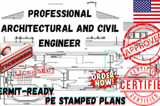 provide 2d autocad drafting cad drawing mep site plan architecture with pe stamp