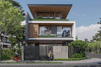 renew 3d old residential village, single building facade, real estate rendering
