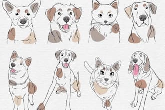 draw your cat dog pet animal in black and white line art