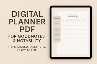 create a modern digital planner PDF for goodnotes, notability, and ipad