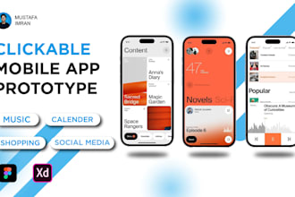 design clickable mobile app mockups and prototypes in figma