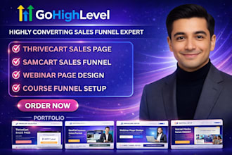 design or redesign thrivecart sales page,samcart webinar course sales funnel