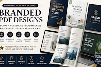 design branded pdf guide, workbook, ebook, brochure, lead magnet and brand book