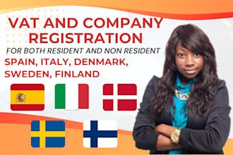 do vat company registration in spain, italy, denmark, sweden, finland, europe
