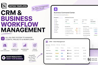 notion templates for CRM and business workflow management, notion dashboard