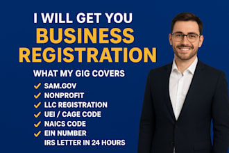 register your sam gov, nonprofit, llc, uei, cage, naics and get ein with irs