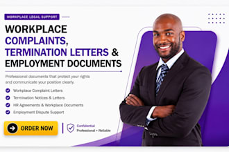 draft workplace complaints, termination letters and employment documents
