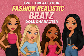 create your fashion realistic bratz doll character illustration