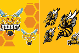 make hornet bee sport gaming mascot logo