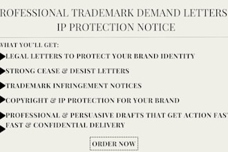 draft trademark demand letters and IP protection  legal notices