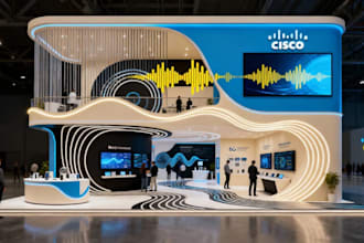 create 3d trade show booth, exhibition stand, backdrop, kiosk, trade show banner