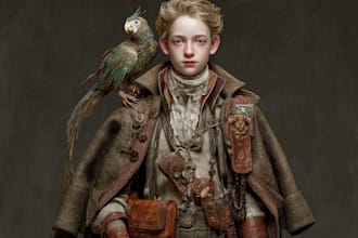 make fantasy character in vintage style