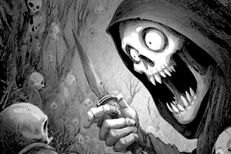draw fantasy horror comic in cartoon style