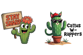 make esport cartoon cactus logo and vector  illustration