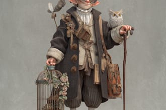 make fantasy character in vintage style