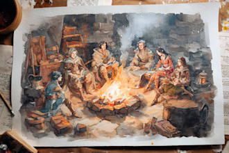 illustrate watercolor dnd party design