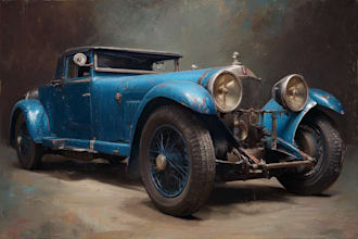 draw vintage car portrait painting