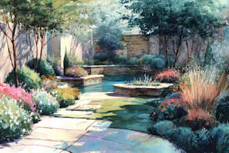 make watercolor landscape design