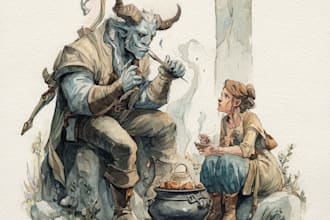illustrate watercolor dnd party design