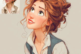 draw your portrait in charming disney animation style