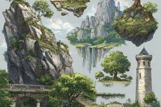 work on a fantasy landscape concept art for you