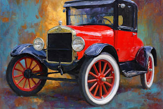 draw vintage car portrait painting
