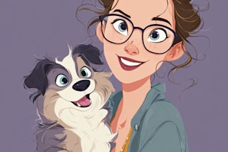 draw cartoon pet portrait in disney style pet illustration