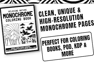 create custom monochrome coloring pages for amazon KDP in any niche