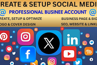 create and professionally setup social media accounts for your business