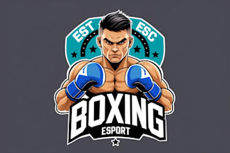 design skull boxing gloves head mascot logo