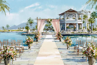draw your wedding venue photo in watercolor illustration