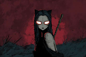 make art in dark cartoon comic style