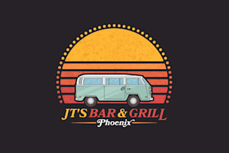 design a retro vintage 90s bar and grill restaurant logo