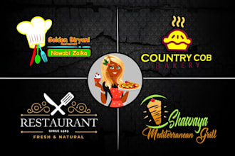 create modern restaurant, pizza, bbq, food logo