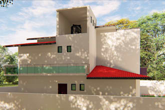 restyle 3d story building,commercial house,facade house elevation,balcony render