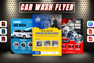 design creative car wash flyer, cleaning service and detailing price list