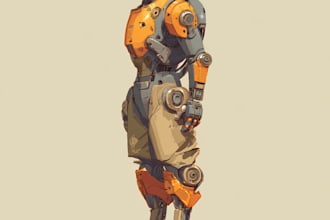 do cyberpunk, sci fi, robot, mecha character concept art