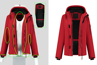 do ghost mannequin, symmetrical neck joint, wrinkle removal and retouching