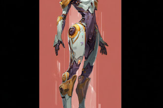 do  cyberpunk, sci fi, robot, mecha character concept art