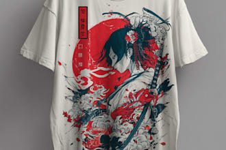 create a japanese t shirt illustration