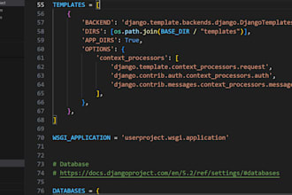 build a secure django backend with python, rest API, and database integration