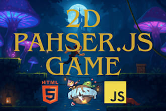 create 2d phaserjs game in javascript and HTML for website