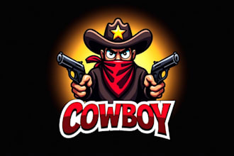 design outstanding cowboy esport logo  with express delivery