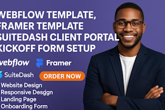 webflow template, framer template, suitedash client portal kickoff form setup