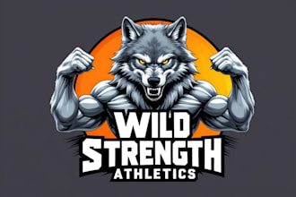 do awesome a wolf animal body builder sports mascot logo