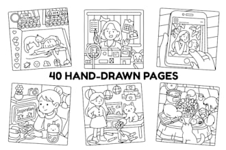 draw cozy cute bold vector coloring pages
