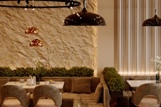 design cafe restaurant interior with 3d render