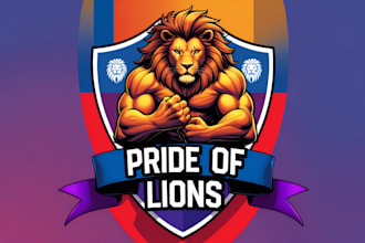 do awesome pride of lions mascot logo